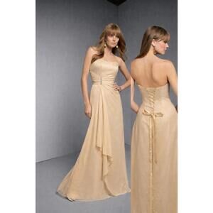 Morilee Bridesmaids 262 Strapless Gown sz US 6, UK 8 Corset Back & Rhinestone